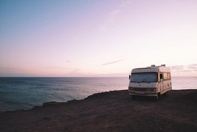 RV parked beside the edge of island